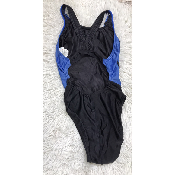 SPEEDO One Piece Swimsuit Women's size 6/32 Blue Black White Swimwear Open Back - Picture 5 of 9
